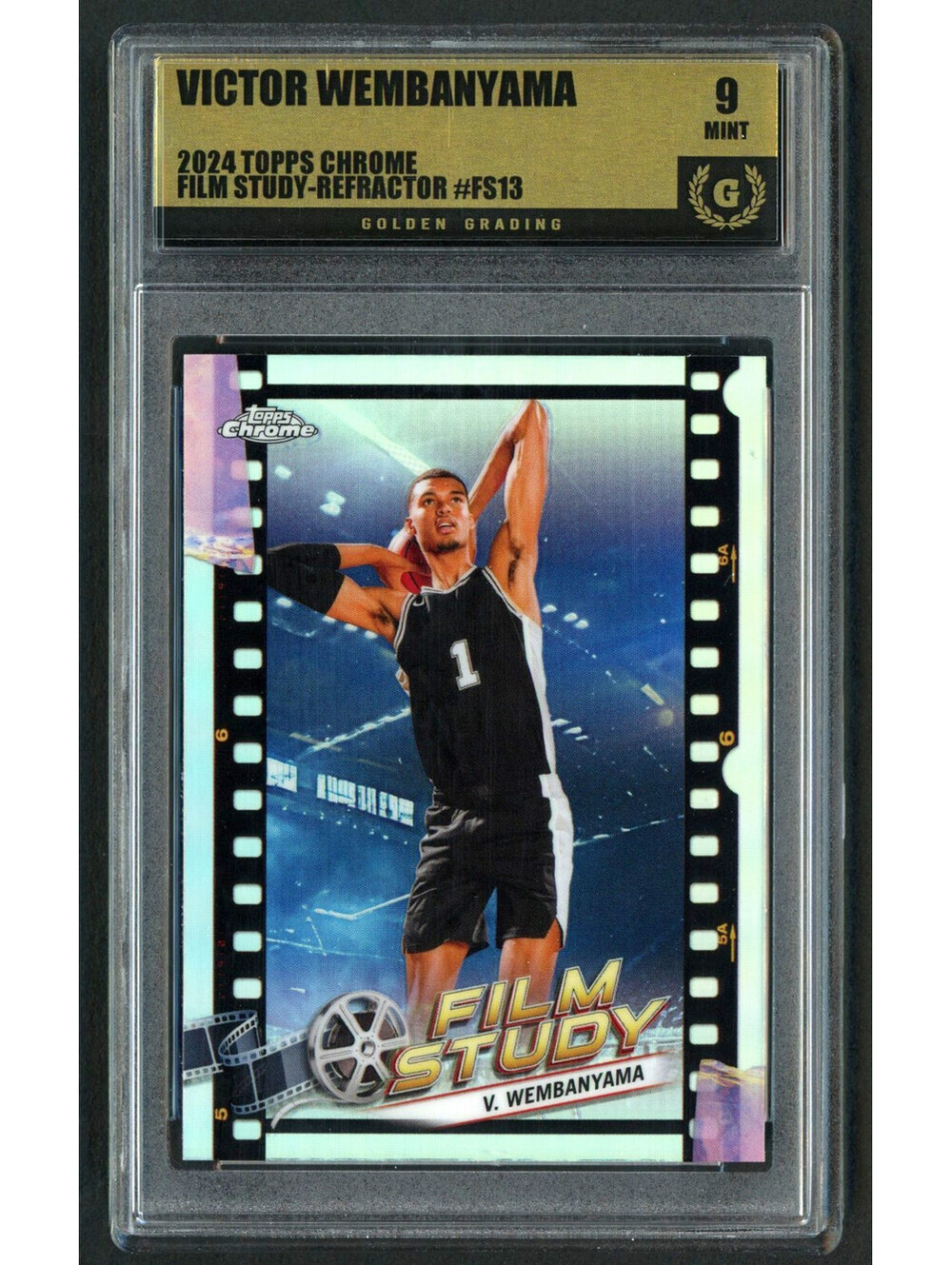 2023-24 Topps Chrome #FS-13 Victor Wembanyama Film Study Refractor Graded Mint 9